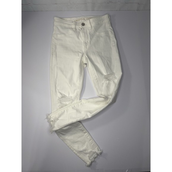 American Eagle Hi Rise Jegging White Distressed Jeans Women's 2 Next‎ Level - Picture 2 of 12